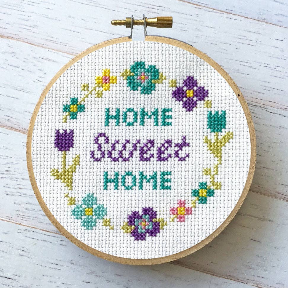 HOME - Four Letter Floral Modern Cross Stitch Kit - Picking Daisies